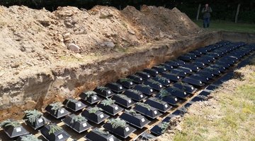 Einbettung von Kriegstoten auf der Gedenkstätte Stare Czarnowo/ Polen